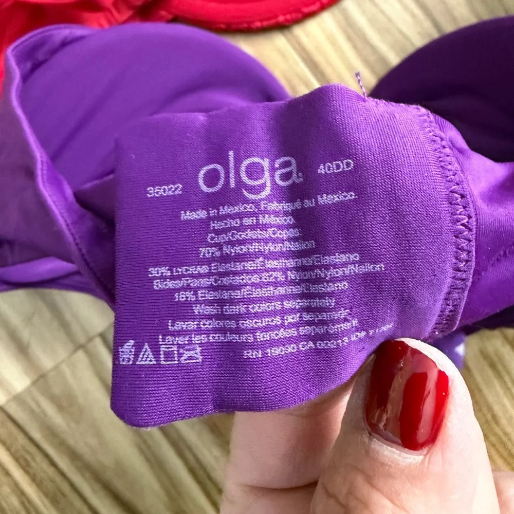 Olga Minimizer Underwire Bra 4DD Lot x3 Black, Red, Purple - Picture 5 of 7